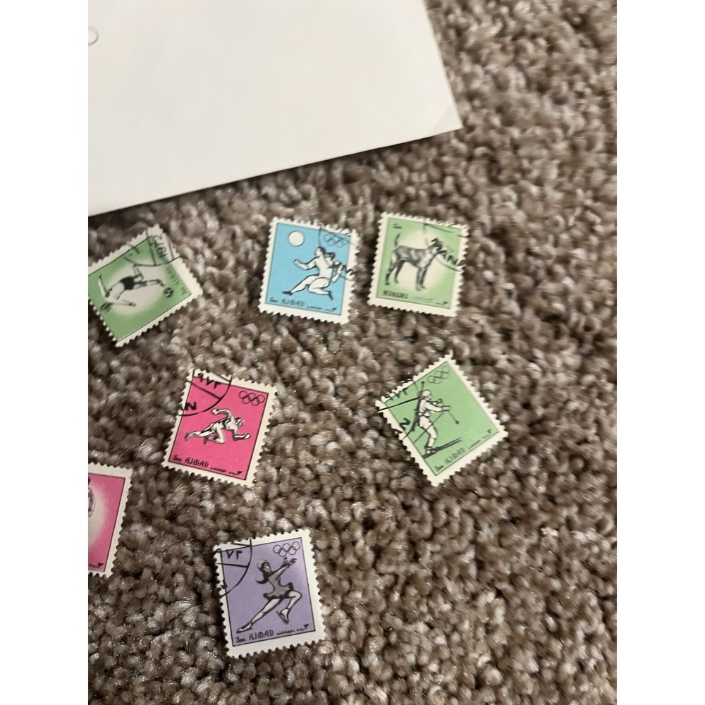 Vintage Olympic Postage Stamp‎ AJMAD Figure Skating Rare Lot Of 8 - Picture 4 of 5